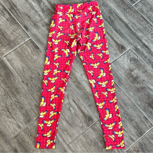 Patterned Leggings Parrot Print Bright Pink Casual Comfy Softcore Size XS - Picture 4 of 6
